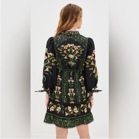 FARM Rio Black Flowers Arch Lenzing Ecovero Euroflax Mini Dress - Picture 6 of 11
